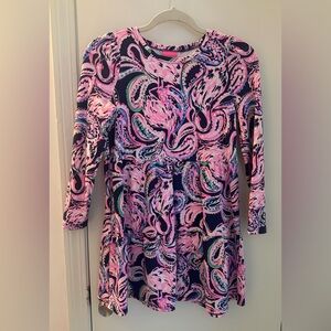 LILLY PULITZER Girls Pink Navy Paisley Shift Dress